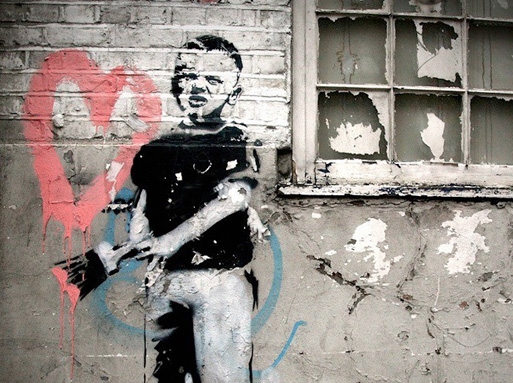 Banksy Boy with heart
