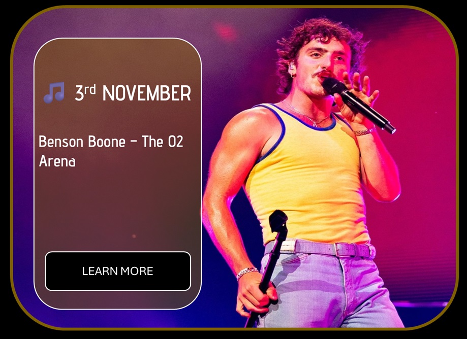 Sincura Calendar 🎵 3rd NOVEMBER. Benson Boone — The O2 Arena (London)