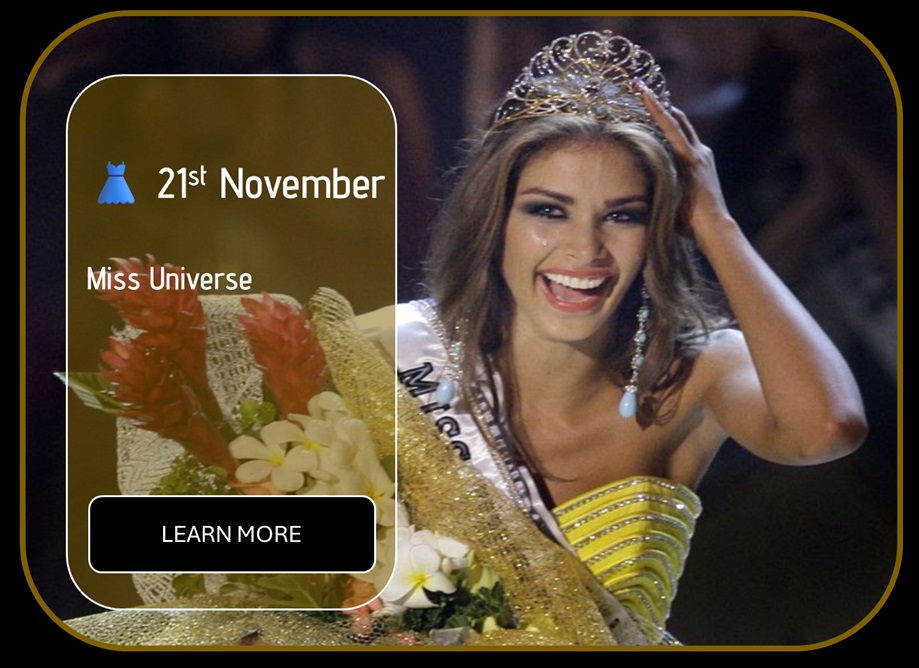 Sincura Calendar 🏏 21st NOVEMBER. Miss Universe tickets
