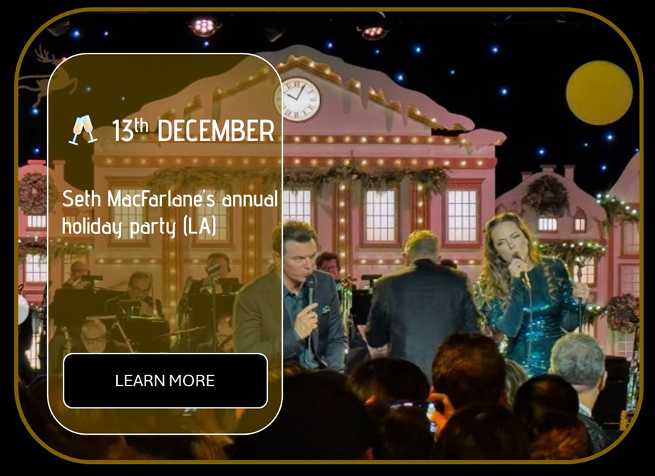 Sincura Calendar ⚽ 13th DECEMBER. Seth Macfarlane's annual holiday party tickets