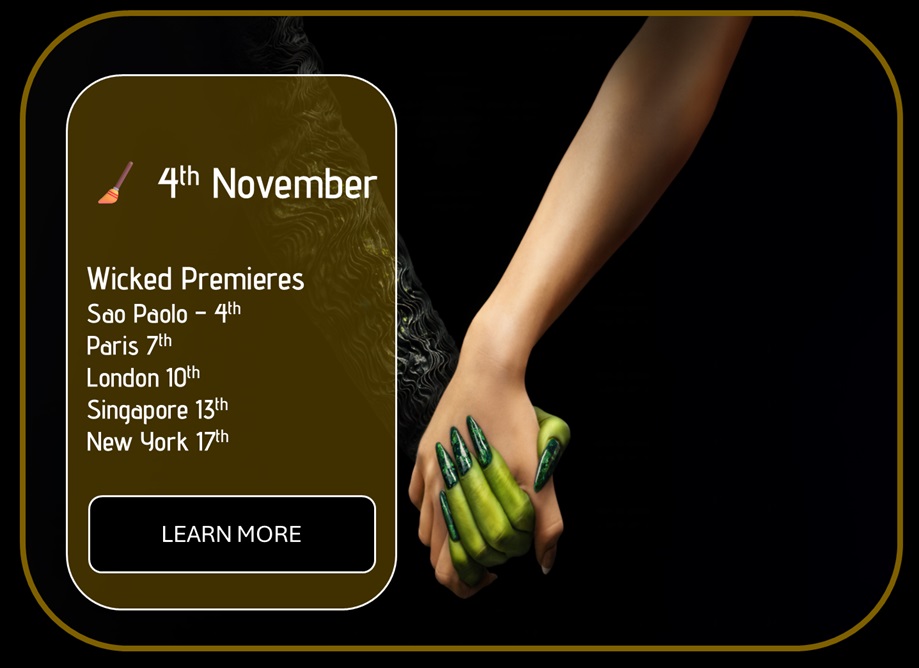 Sincura Calendar ✨ 4th November wicked premiere tickets