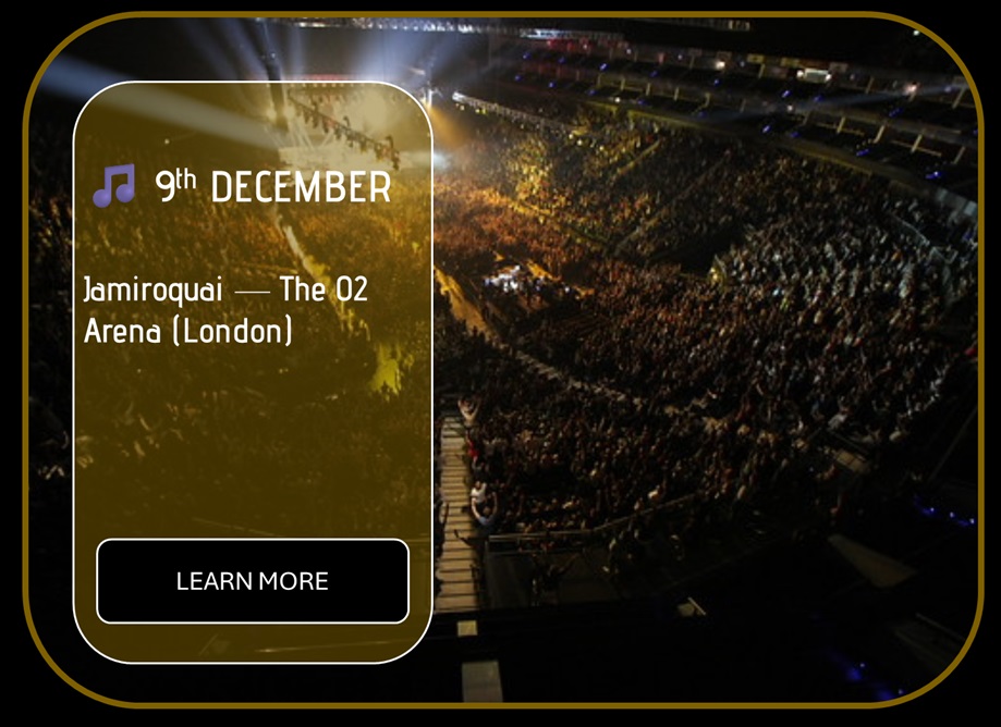 Sincura Calendar 🎵 9th DECEMBER. Jamiroquai — The O2 Arena (London)