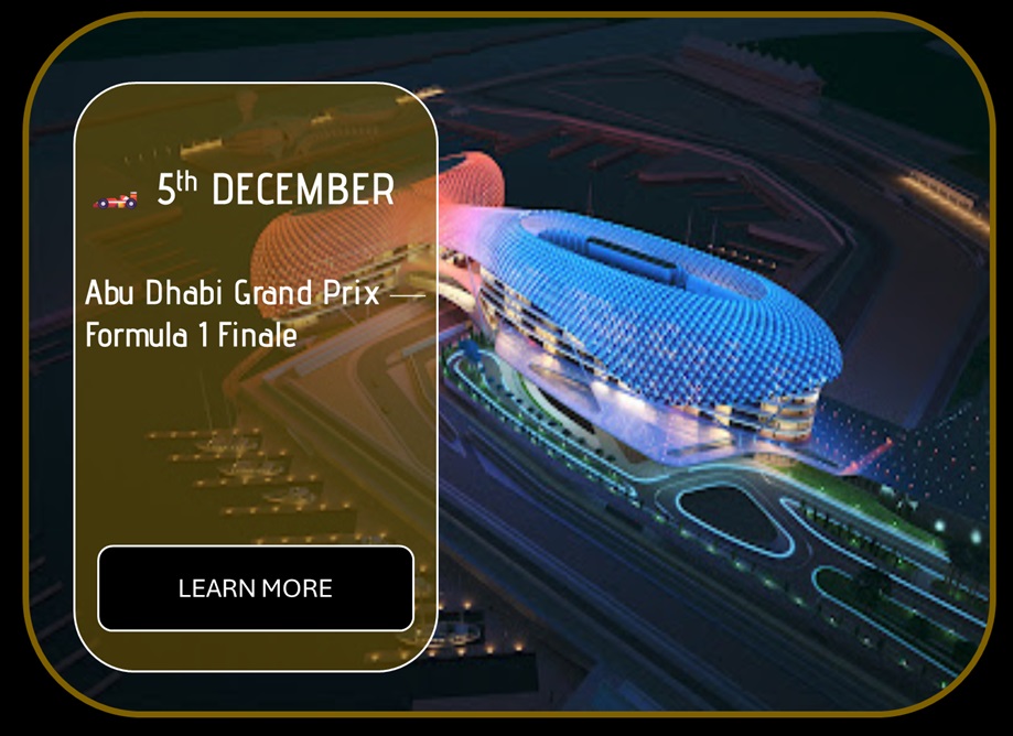 Sincura Calendar 🏎️ 5th DECEMBER. Abu Dhabi Grand Prix — Formula 1 Finale