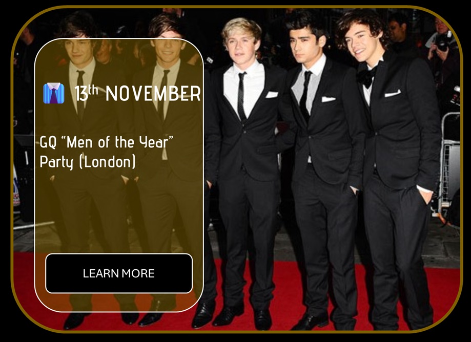Sincura Calendar 👔 13th NOVEMBER. GQ “Men of the Year” Party (London)