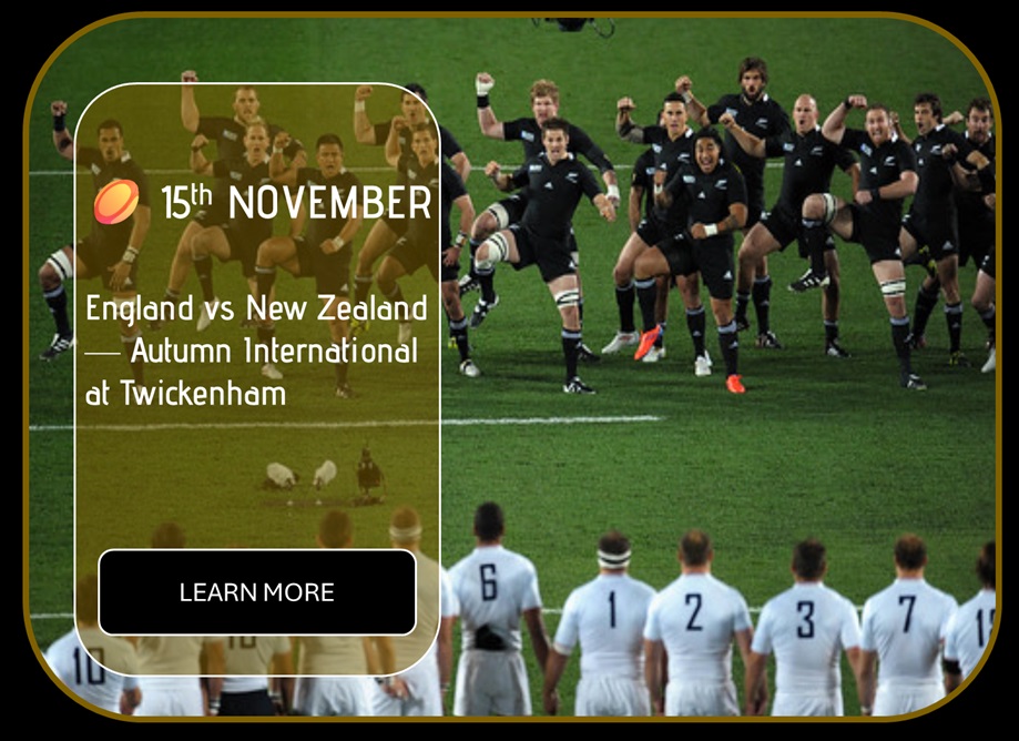 Sincura Calendar 🏉 15th NOVEMBER. England vs New Zealand — Autumn International at Twickenham