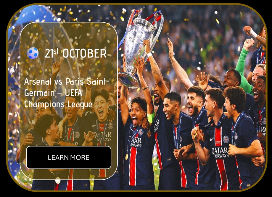Sincura Calendar ⚽ 21st OCTOBER. Arsenal vs Paris Saint-Germain — UEFA Champions League