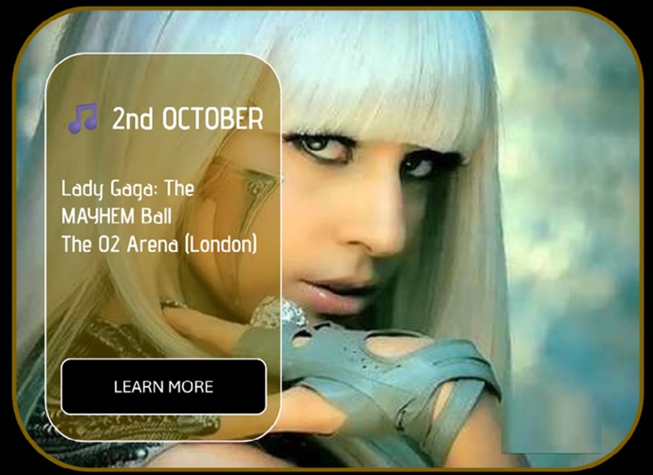 Sincura Calendar 🎵 2nd OCTOBER. Lady Gaga: The MAYHEM Ball at The O2 Arena (London)