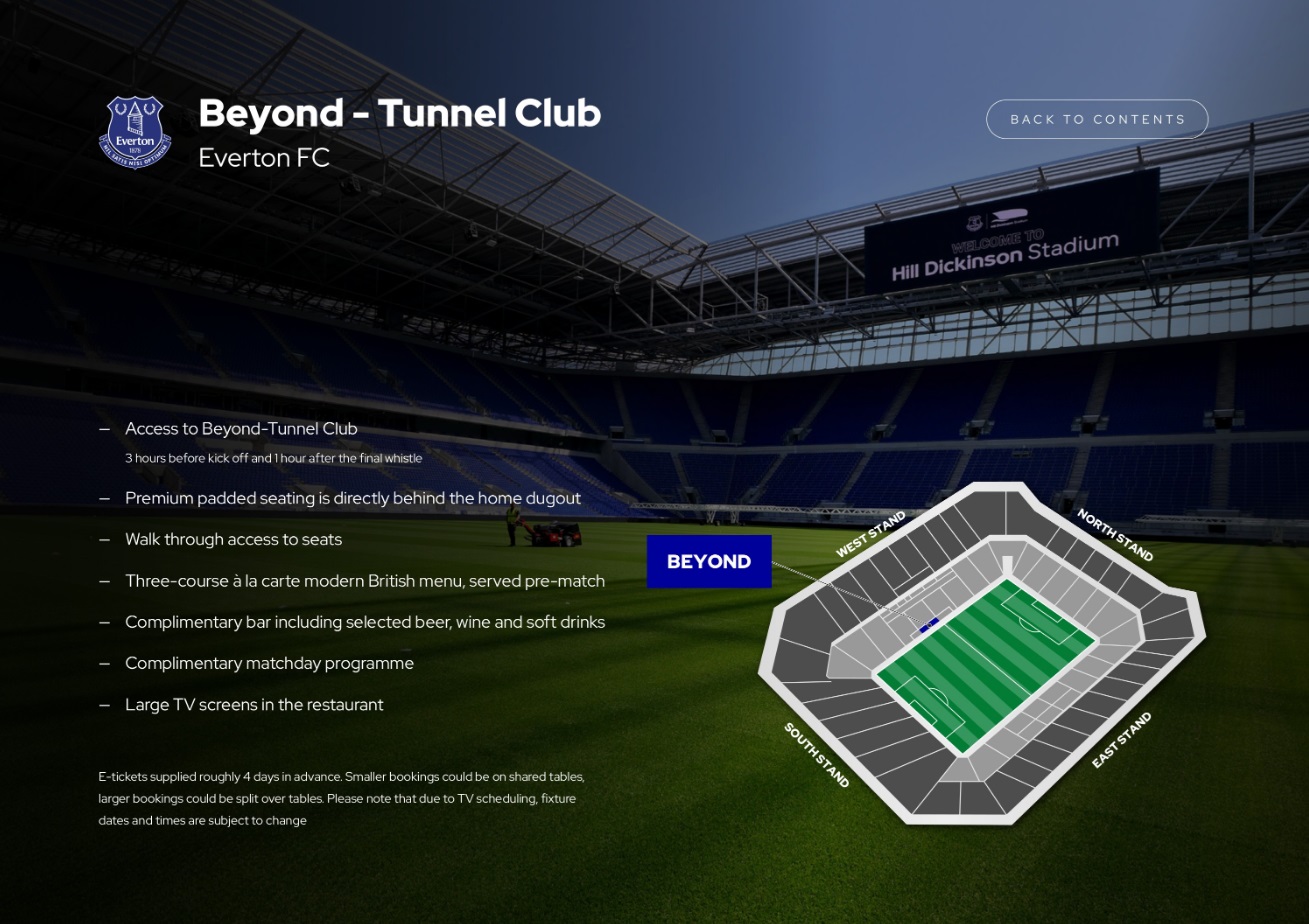 Everton Vip tickets and hospitality at the Beyond - Tunnel Club with Sincura Football