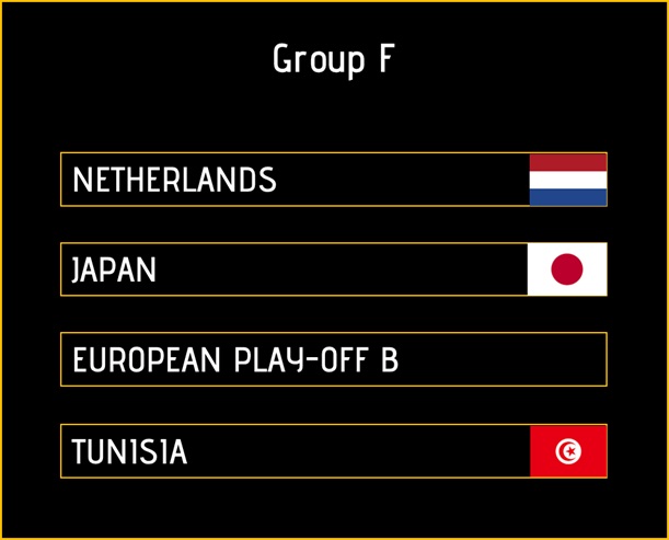 Sincura Calendar ⚽ Fifa World Cup Matches Netherlands, Japan and Tunisia Group F