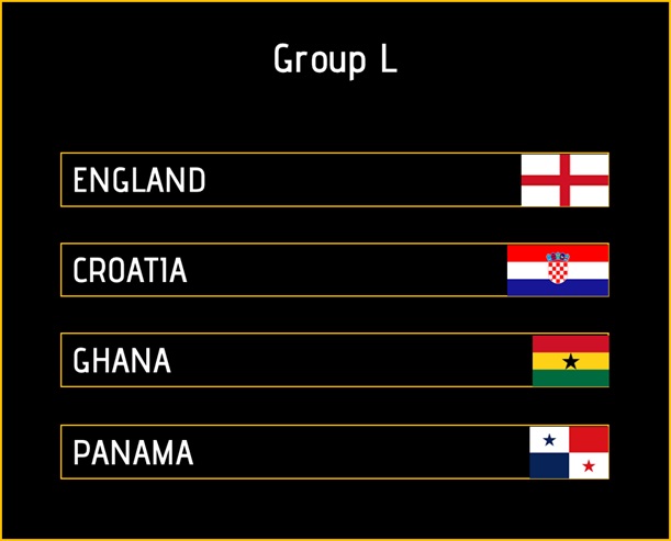 Sincura Calendar ⚽ Fifa World Cup Matches England, Croatia, Ghana, Panama Group L