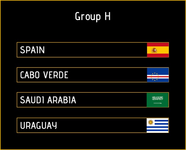 Sincura Calendar ⚽ Fifa World Cup Matches Spain, Cabo Verde, Saudi Arabia, Uraguay Group H