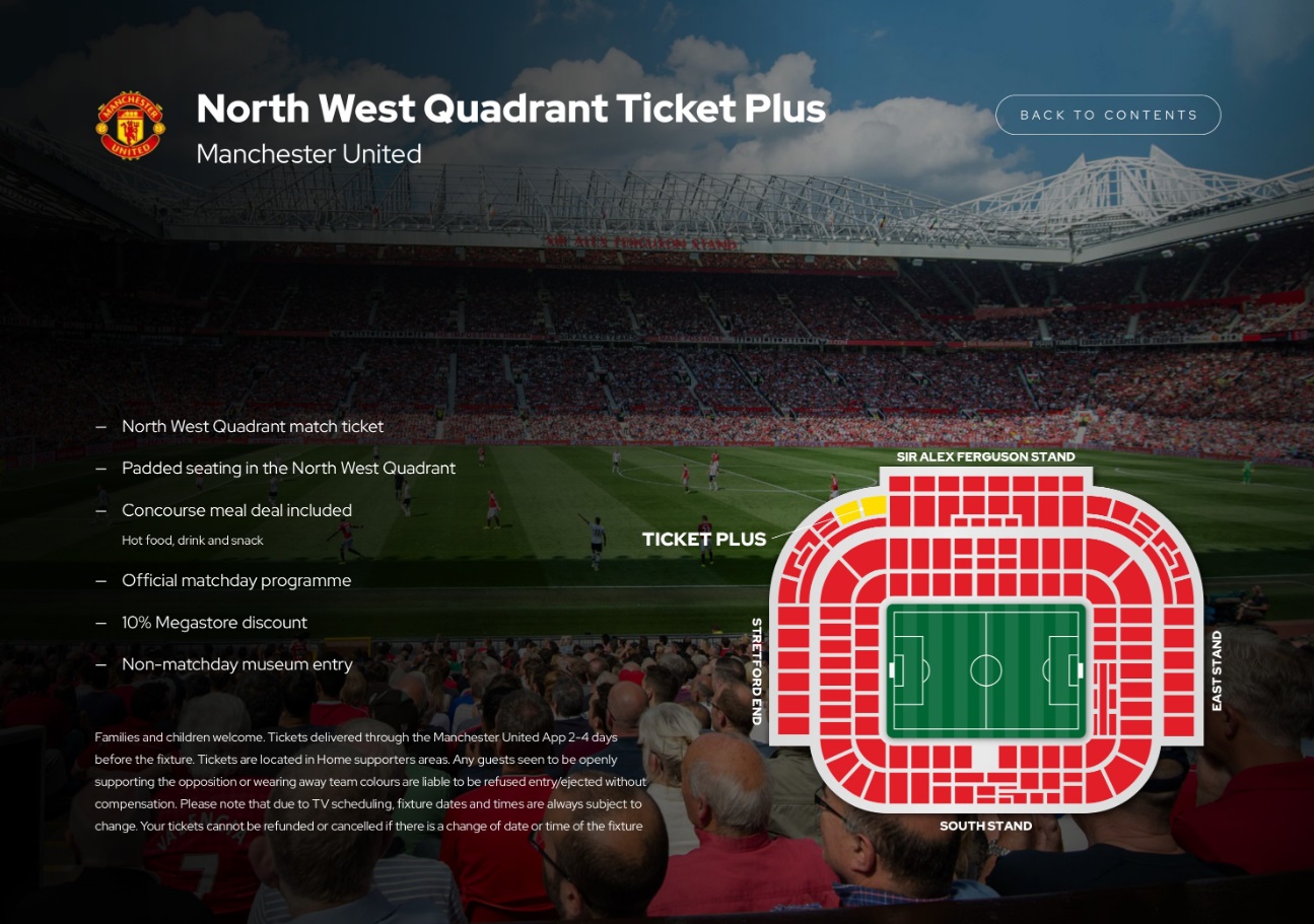 Manchester United Vip tickets and hospitality at the North West Quadrant Ticket Plus with Sincura Football