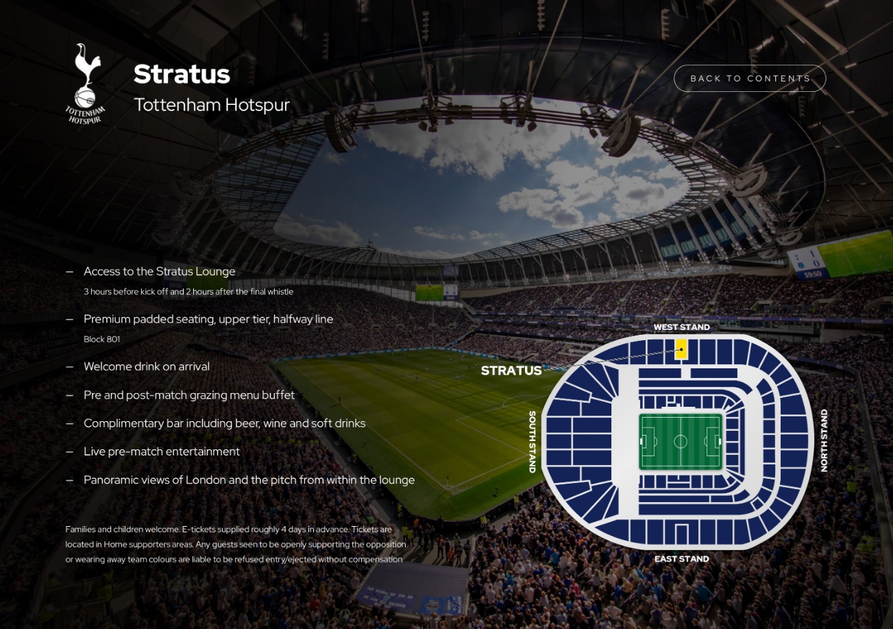 Tottenham Hotspur Vip tickets and hospitality at the Stratus with Sincura Football