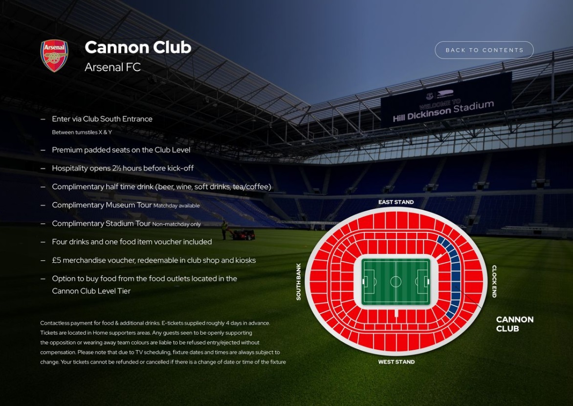 vip tickets and hospitality at arsenal cannon club with sincura football