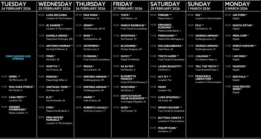 Milan Fashion Week 2026 Official Schedule and VIP Front Row Tickets